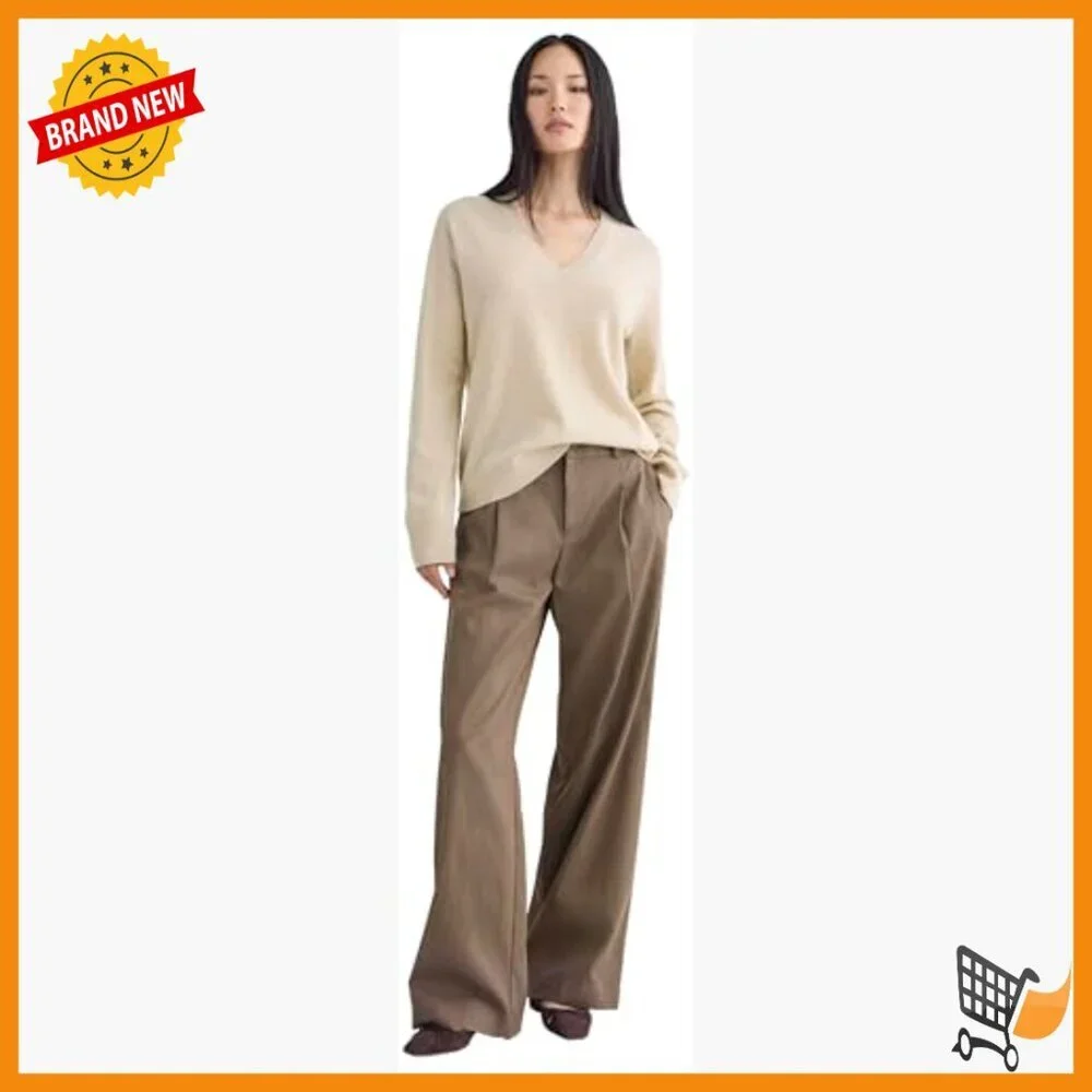 V-Neck Cashmere Sweater Pullover Lightweight Relaxed Fit Hand Wash